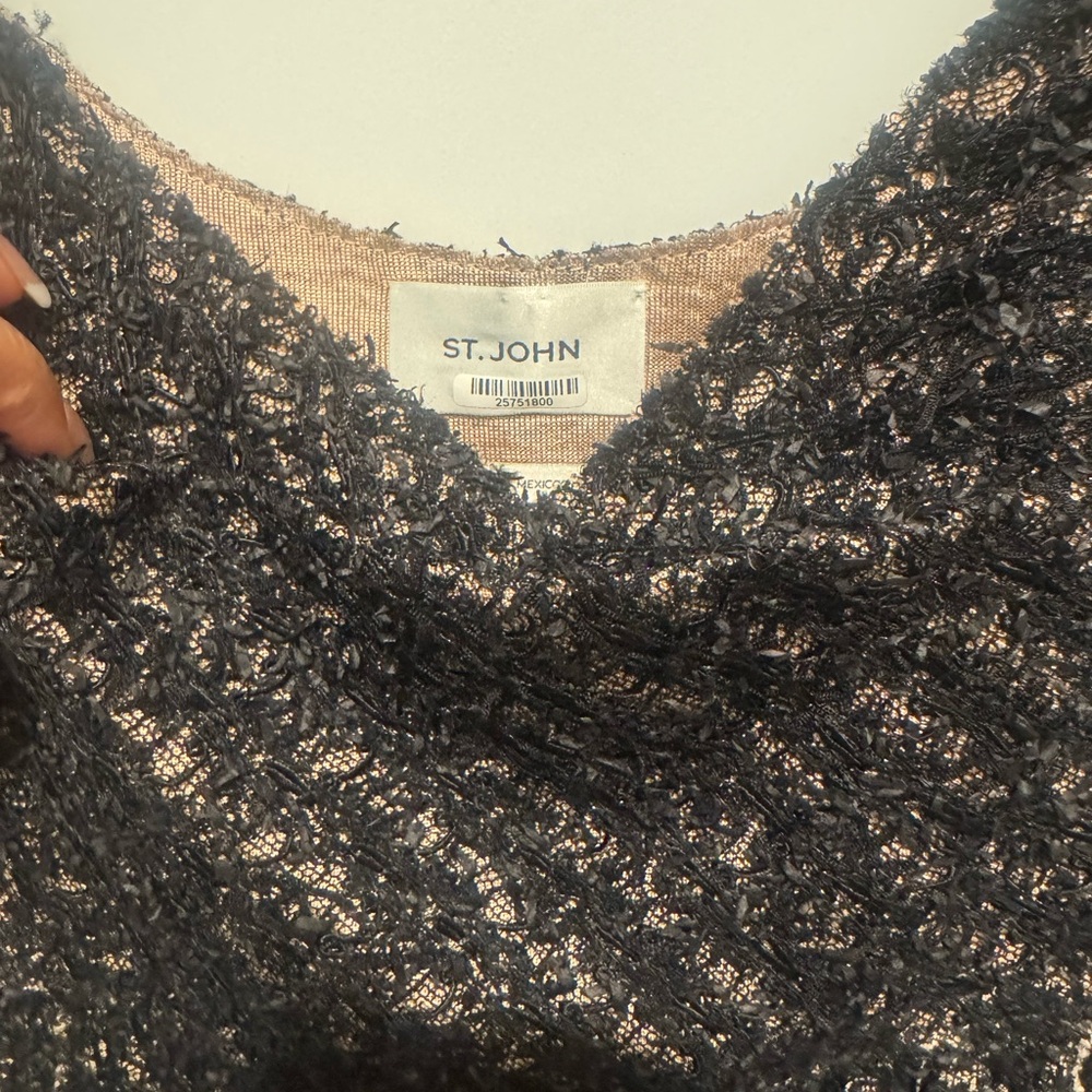 St. John Metallic Tweed Collage Black and Gold Knit SET